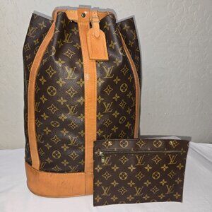 Louis Vuitton Monogram Randonnee GM Drawstring Bucket Backpack Sling Bag Luggage